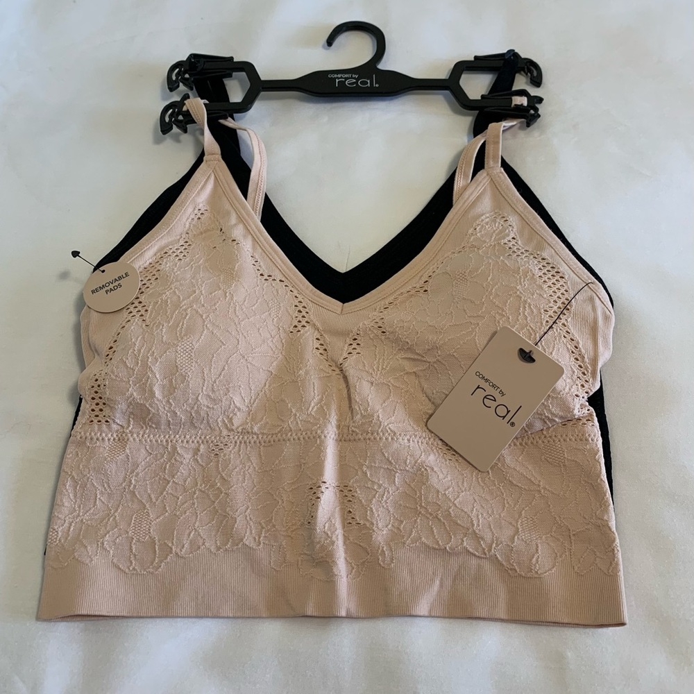 2Pack Bra Cream Tan& Black Size S